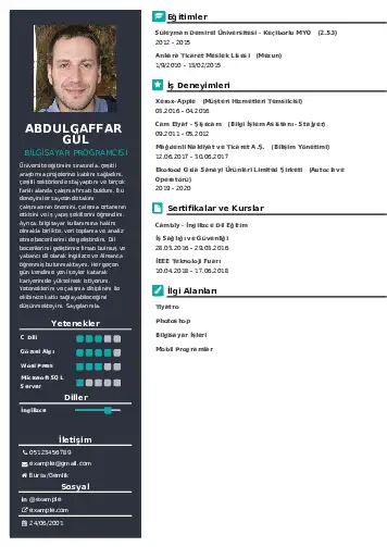 Bilgisayar Programcısı CV Örnekleri cv indir